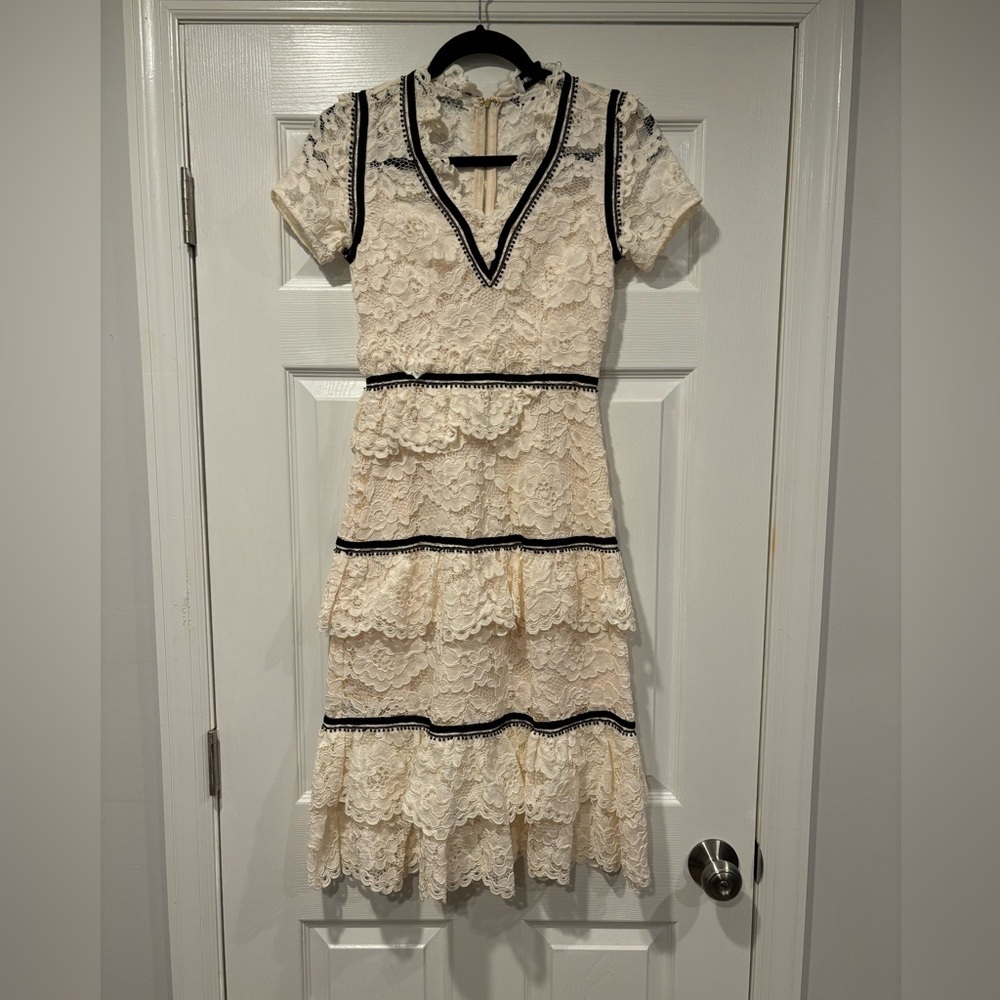 Self Portrait Lace Tiered Midi Dress